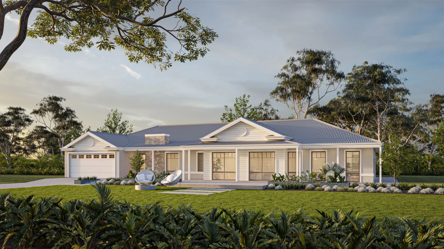 Hamptons farmhouse designs in Perth by Plunkett Homes